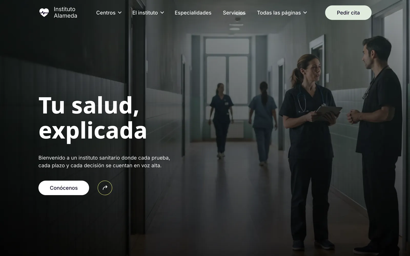 Pantalla de la página de Alameda: Cuidar con método