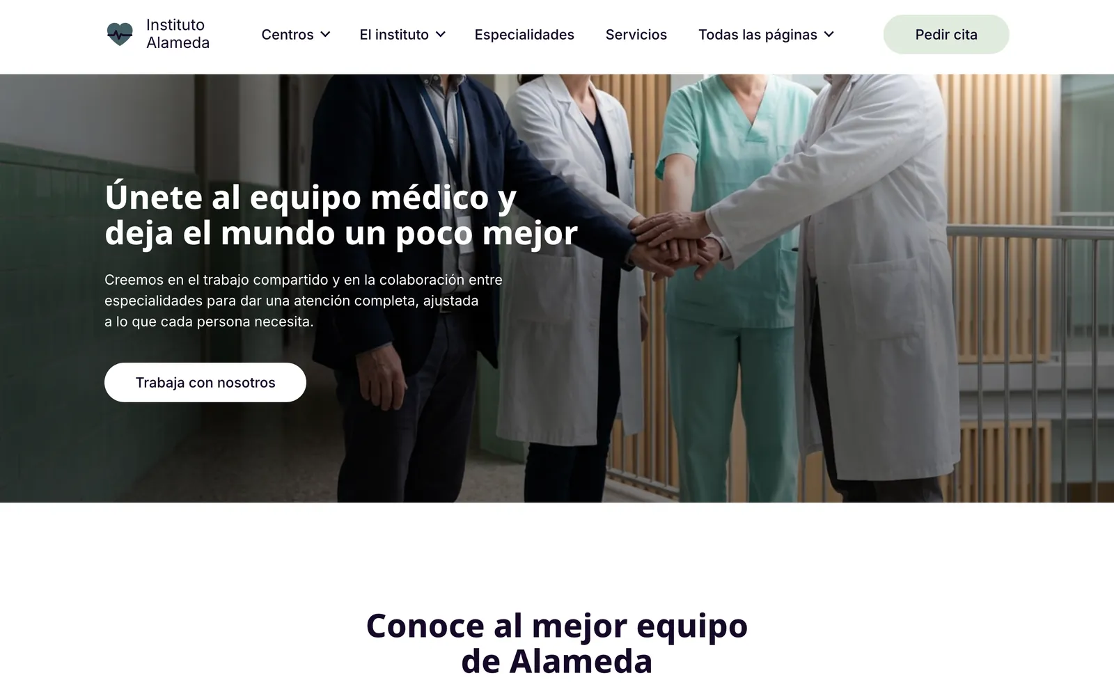 Pantalla 3 de la página de Alameda, instituto sanitario privado