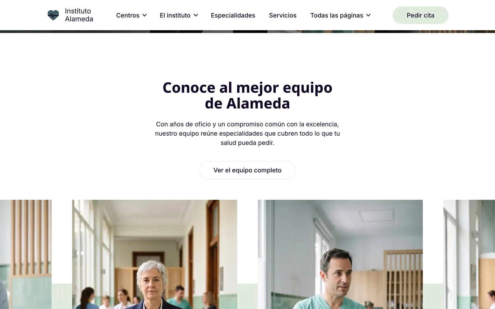 Pantalla 4 de la página de Alameda, instituto sanitario privado