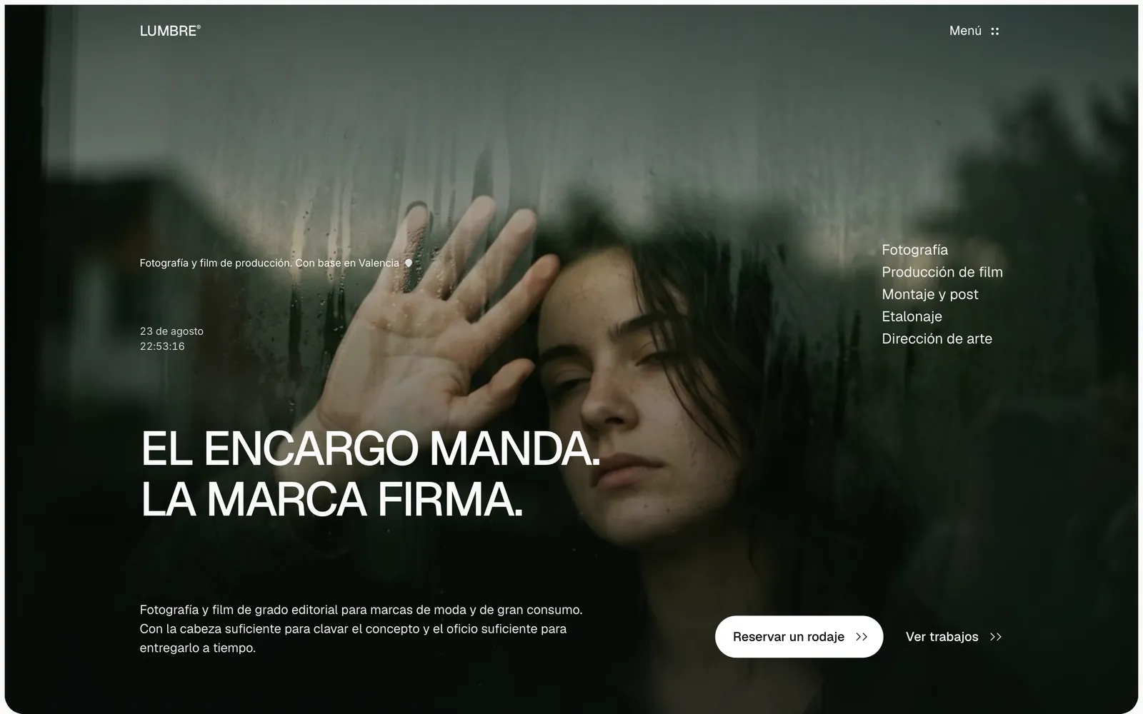 Pantalla de la página de Lumbre: El encargo manda, la marca firma