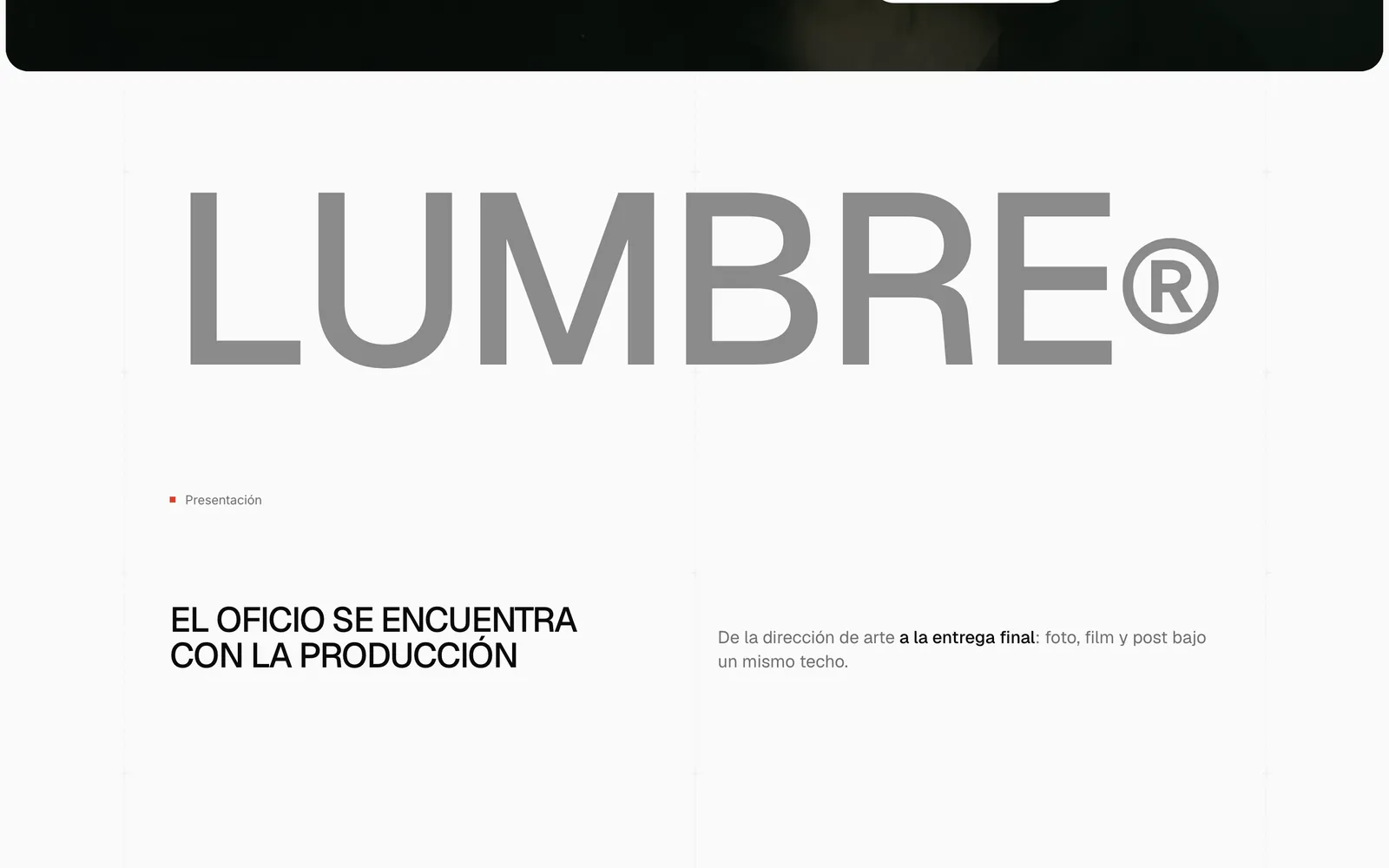 Pantalla 2 de la página de Lumbre, estudio de fotografía y film
