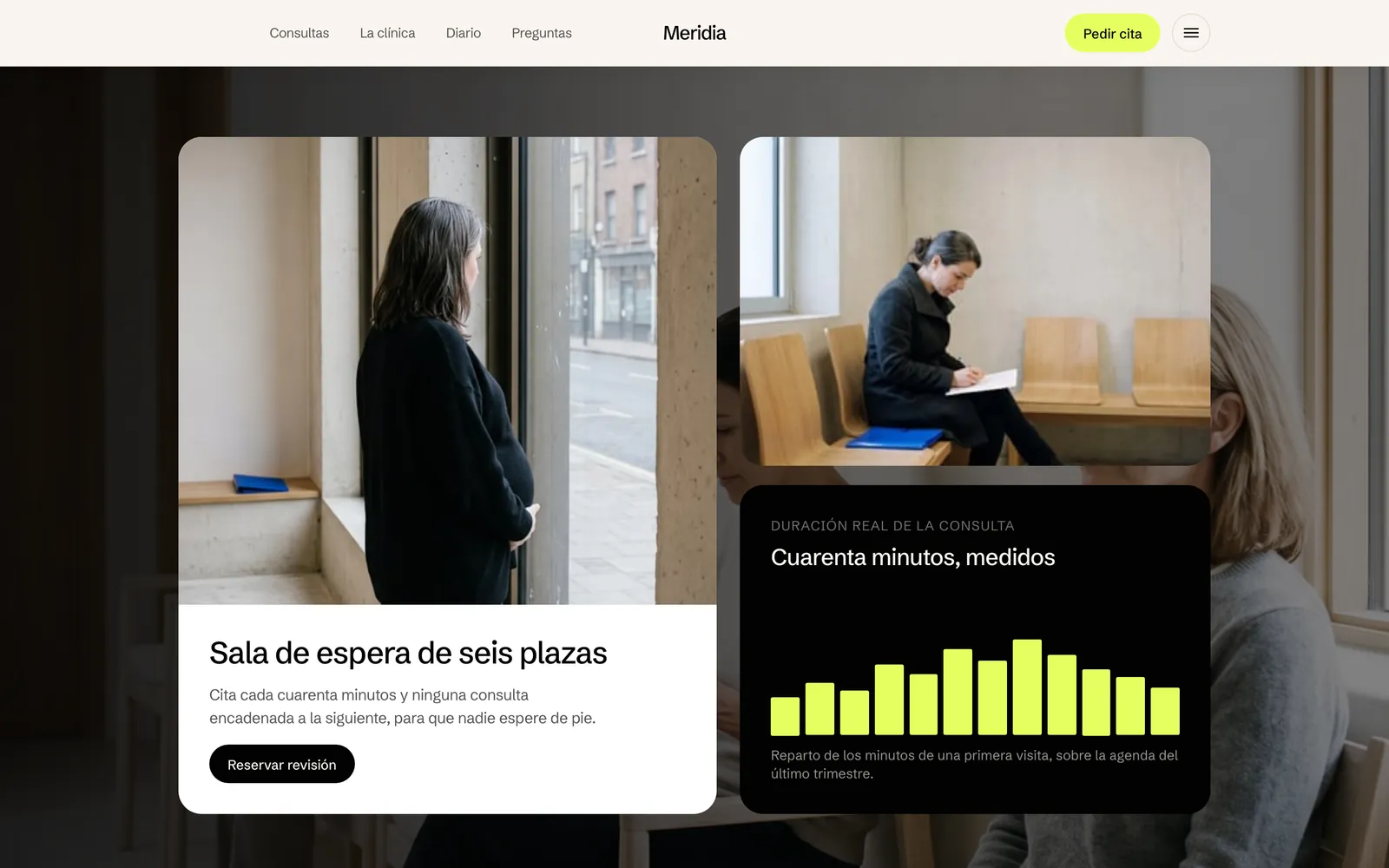 Pantalla 4 de la página de Meridia, clínica de salud femenina