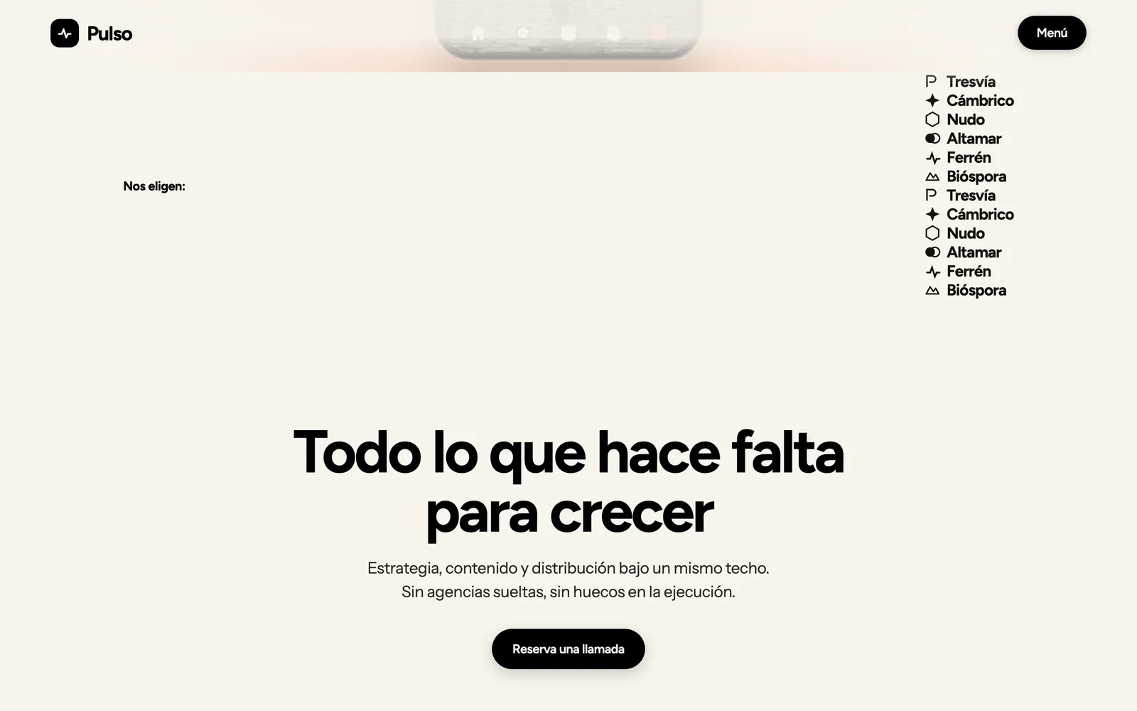 Pantalla 2 de la página de Pulso, agencia de medios sociales