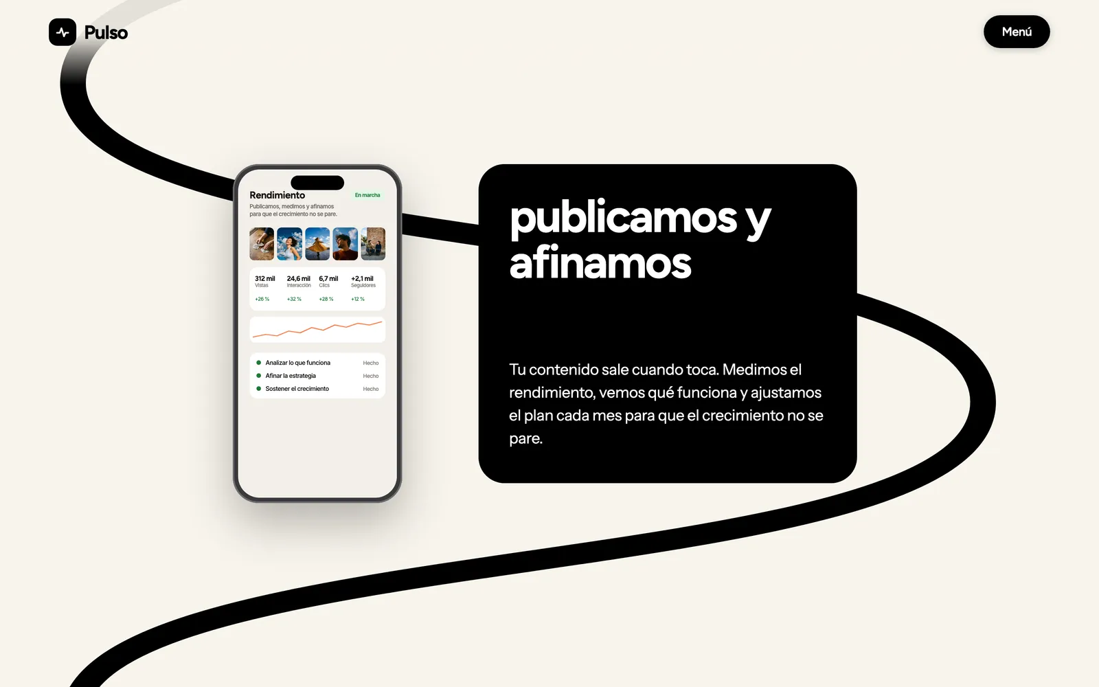 Pantalla 4 de la página de Pulso, agencia de medios sociales