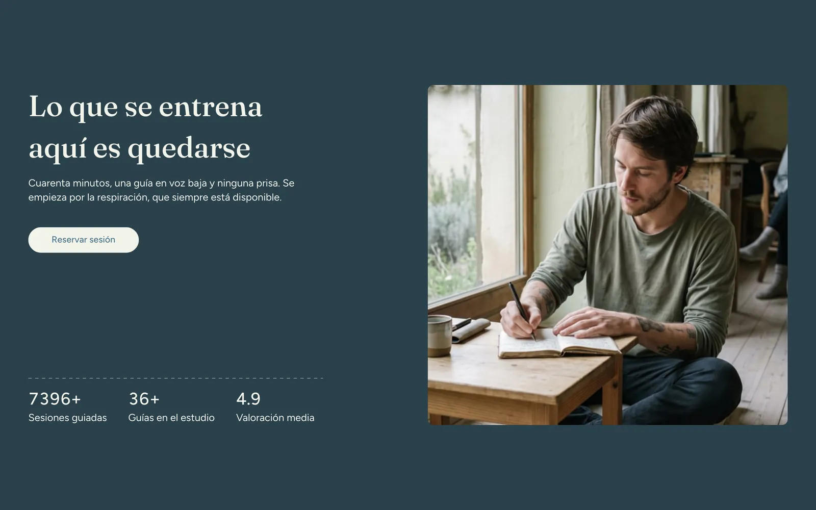 Pantalla 2 de la página de Remanso, estudio de meditación guiada