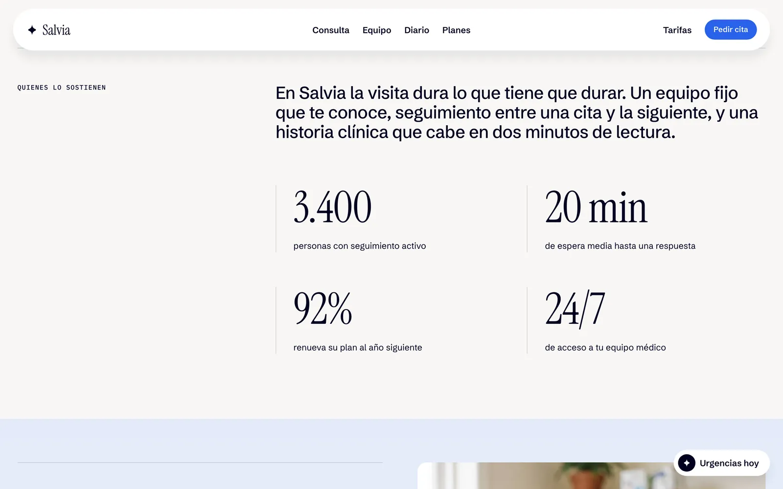 Pantalla 2 de la página de Salvia, clínica de salud integrativa