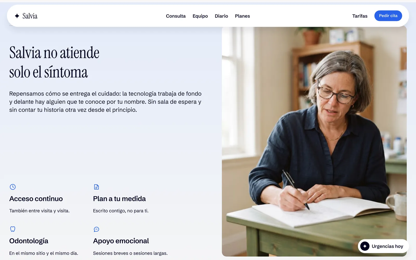 Pantalla 3 de la página de Salvia, clínica de salud integrativa