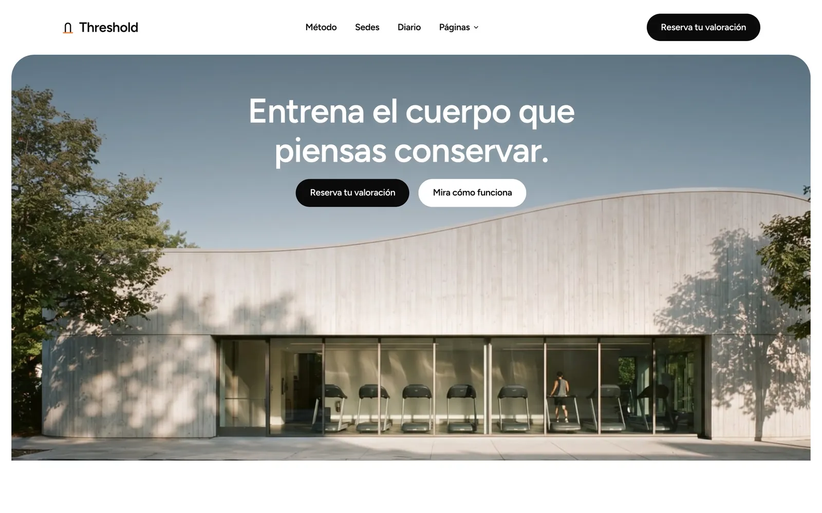 Pantalla de la página de Threshold: Entrena el cuerpo que piensas conservar