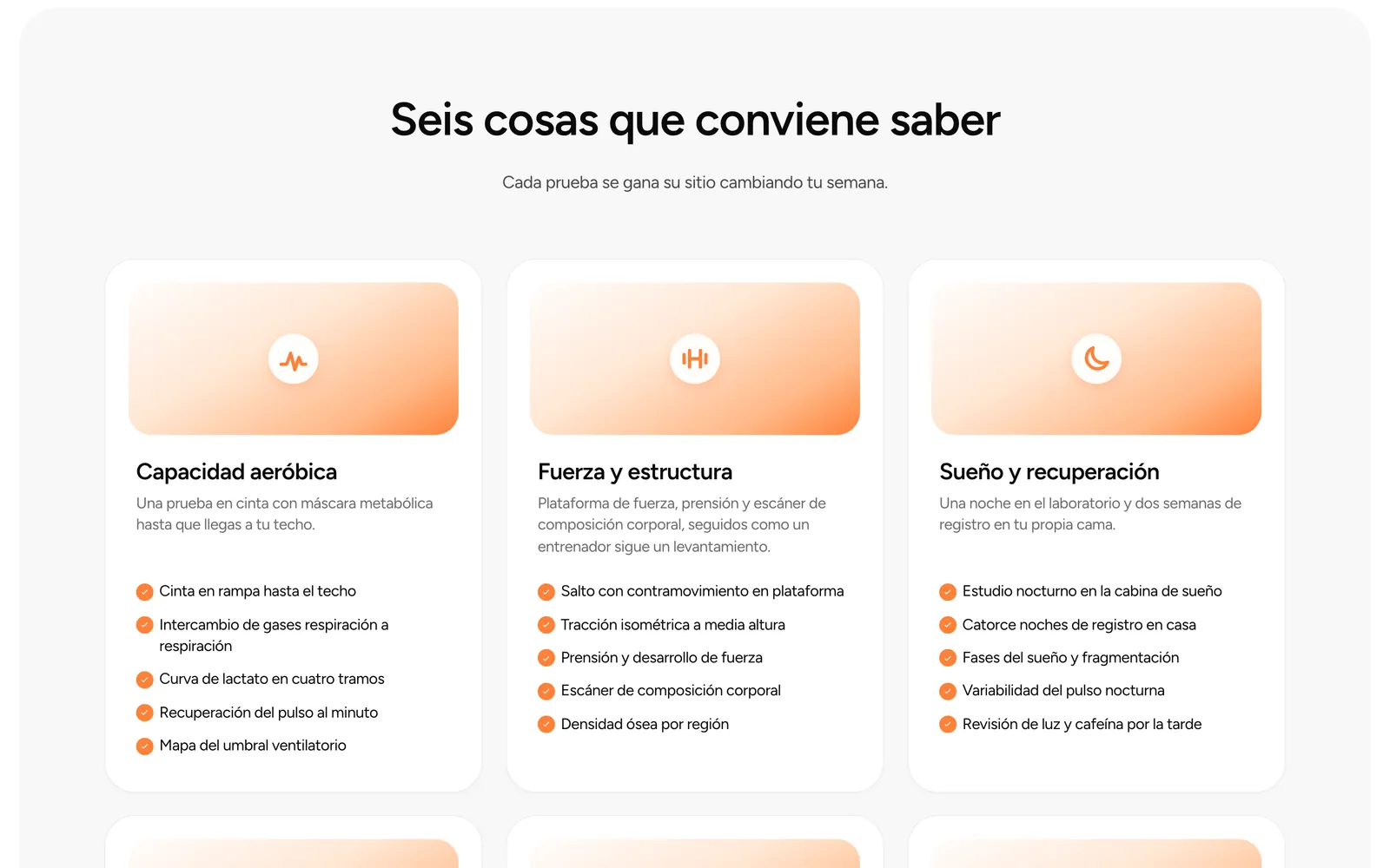 Pantalla 3 de la página de Threshold, clínica de longevidad y medicina preventiva