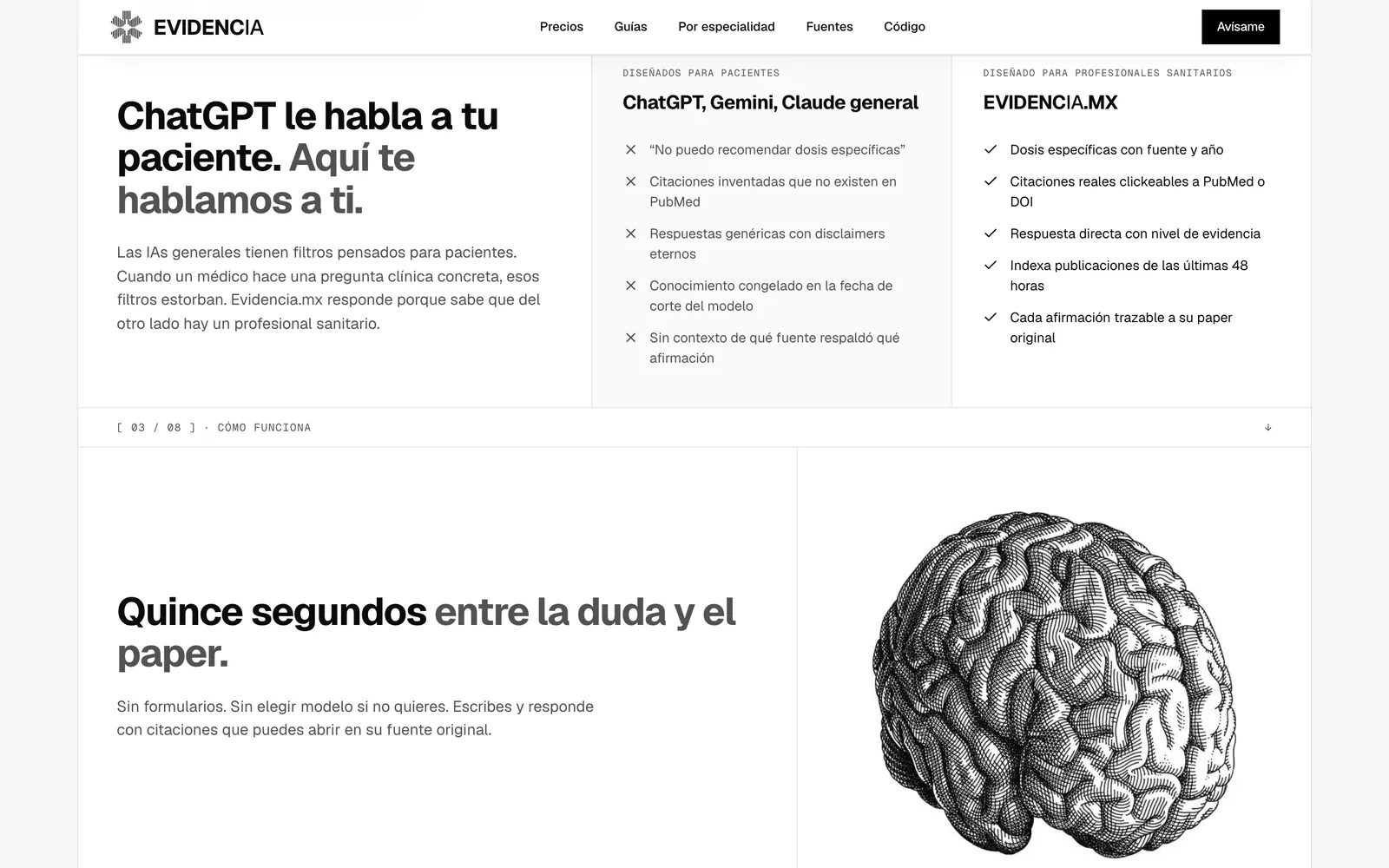 Pantalla 2 del buscador clínico Evidencia.mx