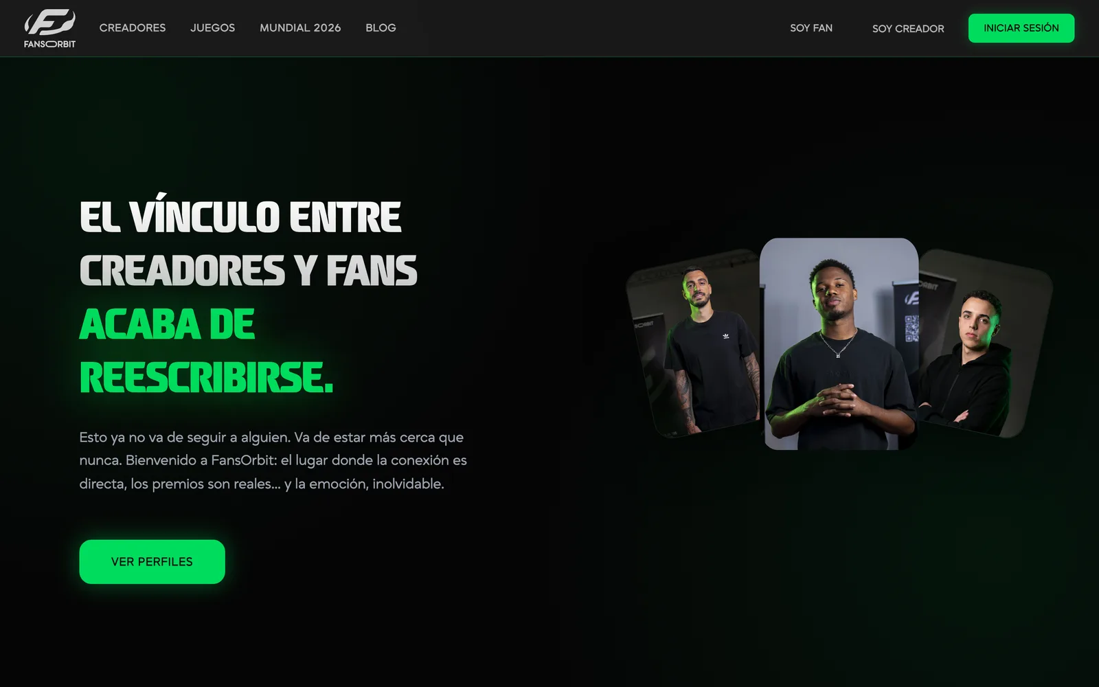 Pantalla de la plataforma de creadores FansOrbit