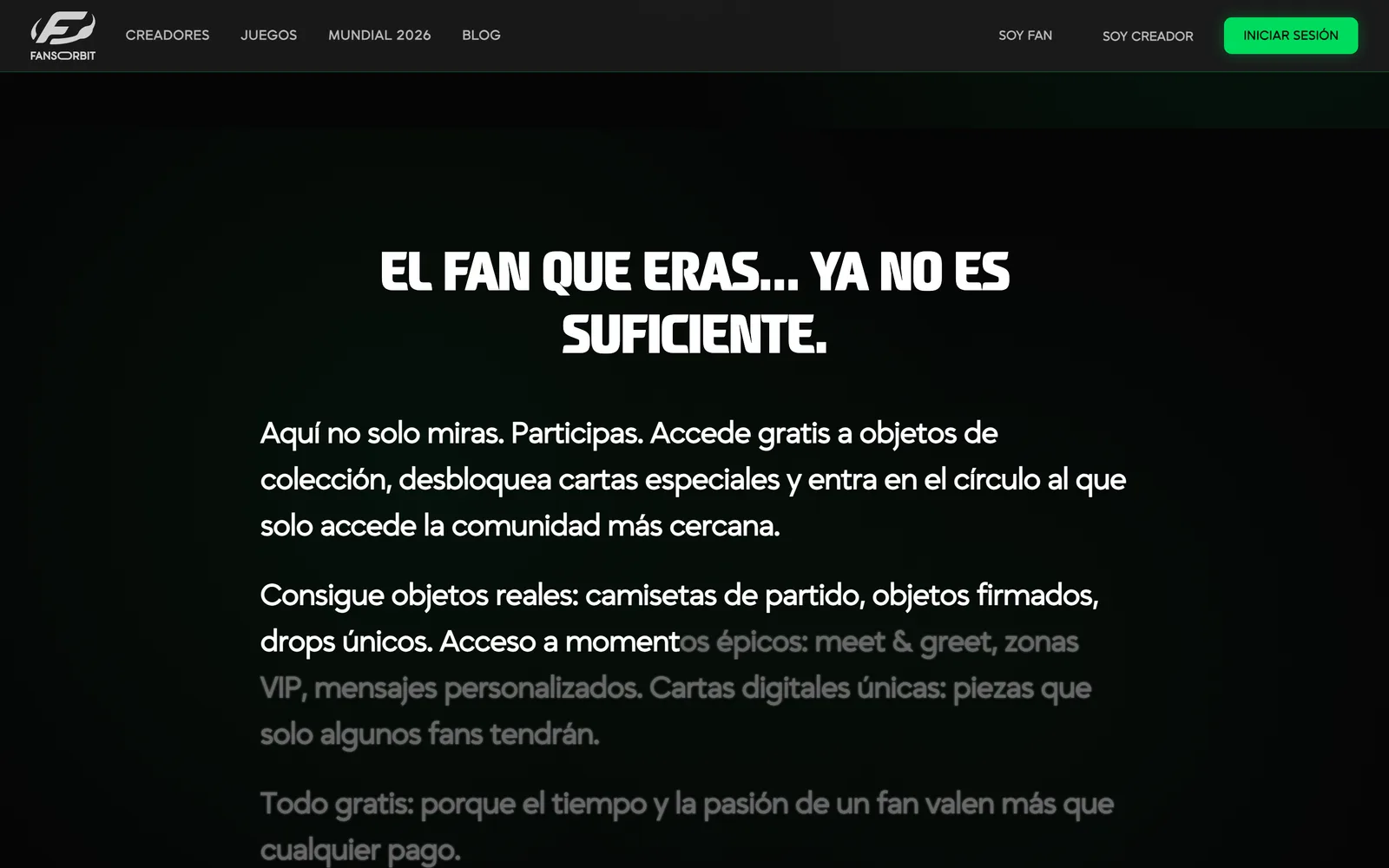 Pantalla 3 de la plataforma de creadores FansOrbit