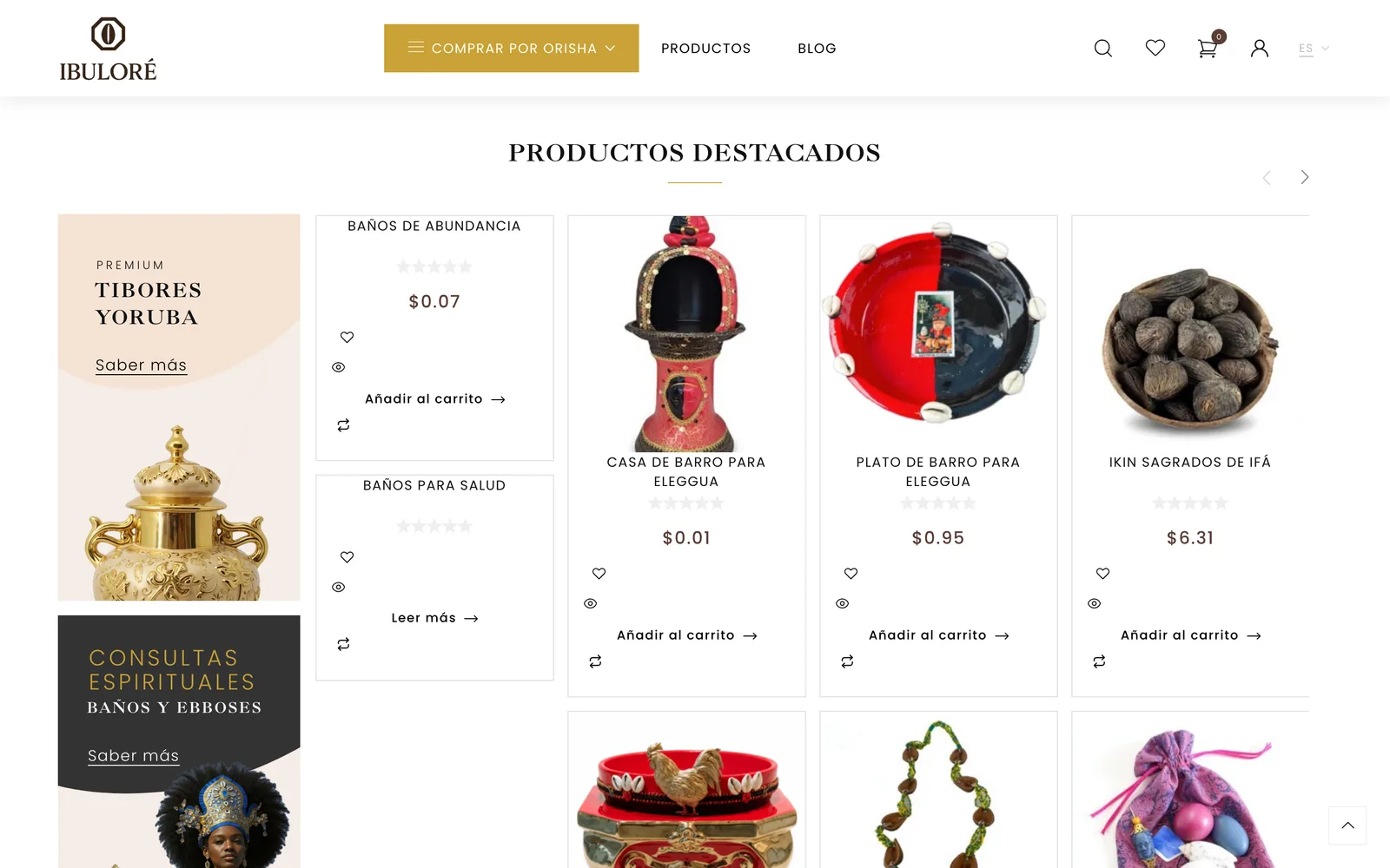 Pantalla 2 de la tienda de productos religiosos Ibuloré