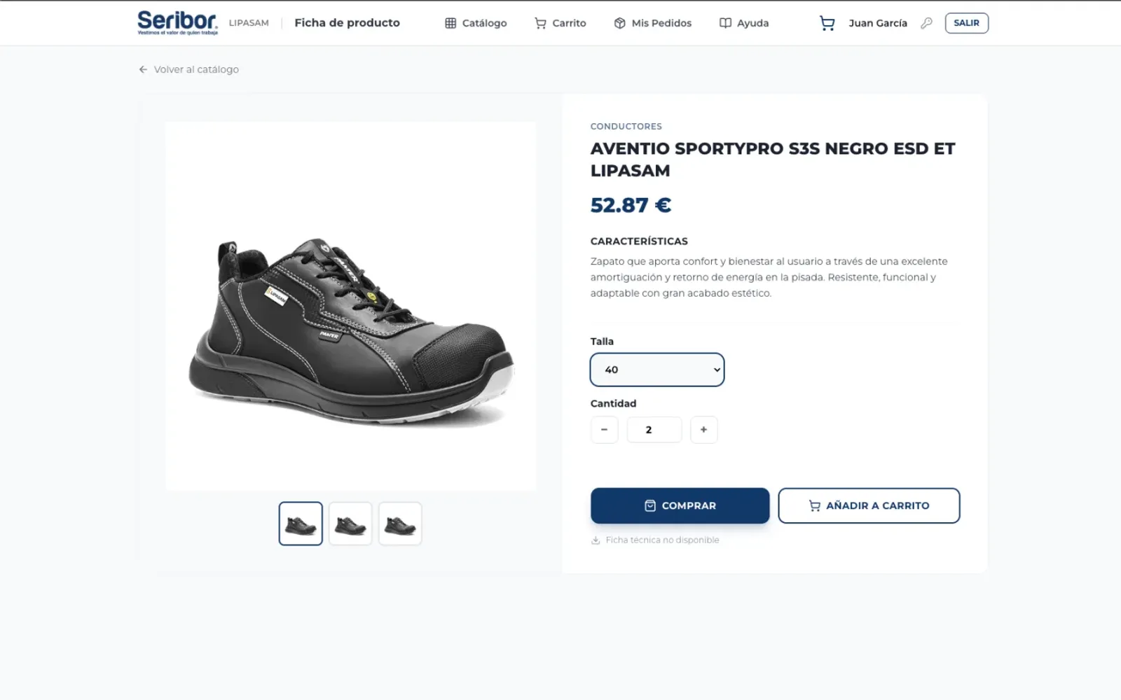 Pantalla 3 de la extranet de Seribor
